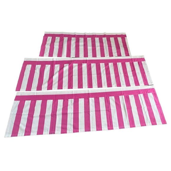 3 Piece Annie Selke Pink White Stripe Valance Set-See Description For Sizes - Picture 5 of 12